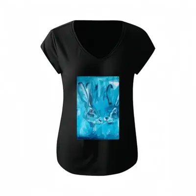 Women Hares Short-Sleeved V-neck T-Shirt