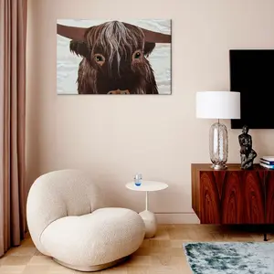 Bull - Red Bull Taurus Animals Buffalo Wild Canvas Decorative Painting (Multi-Size, Transverse)