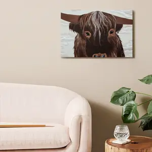 Bull - Red Bull Taurus Animals Buffalo Wild Canvas Decorative Painting (Multi-Size, Transverse)