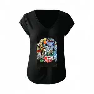 Women Two-Faced Demon Short-Sleeved V-neck T-Shirt