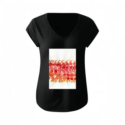 Women Calligraphic Landscape 005 Short-Sleeved V-neck T-Shirt