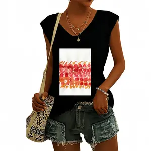 Women Calligraphic Landscape 005 Short-Sleeved V-neck T-Shirt