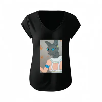 Women Bastet Short-Sleeved V-neck T-Shirt