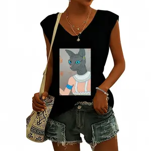 Women Bastet Short-Sleeved V-neck T-Shirt