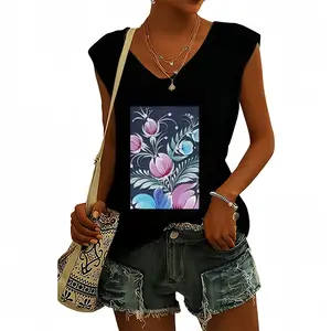 Women Night Pleasure Short-Sleeved V-neck T-Shirt