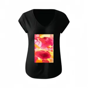 Women Pomegranate Short-Sleeved V-neck T-Shirt