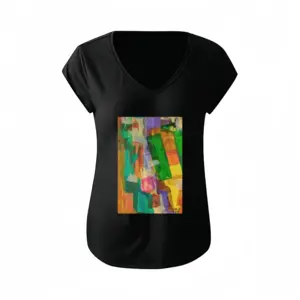 Women Mixing Short-Sleeved V-neck T-Shirt