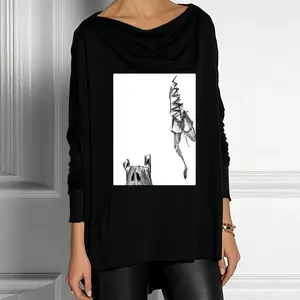 Women Angst Fear Drop Collar Long Sleeve T-Shirt