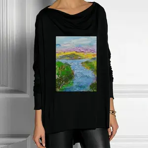 Women River Drop Collar Long Sleeve T-Shirt