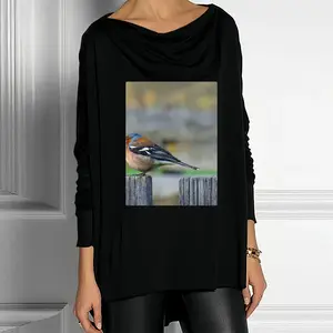 Women Bird Drop Collar Long Sleeve T-Shirt