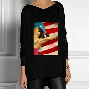 Women Mckayla Maroney Drop Collar Long Sleeve T-Shirt