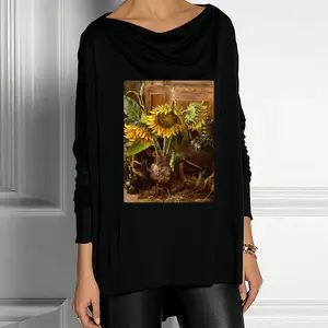 Women My Sunflowers Drop Collar Long Sleeve T-Shirt