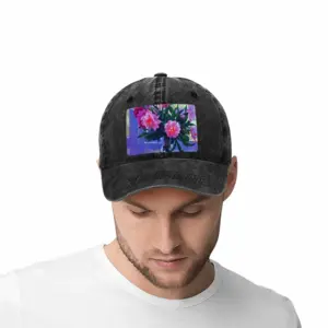 Peonies Baseball Cap (Denim Fabric)