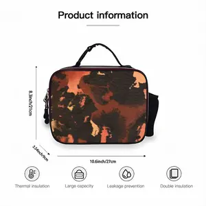 Orange Black Portable Leather Lunch Bag