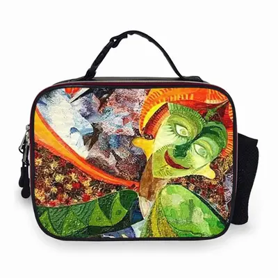 Frida Green Fragment I Portable Leather Lunch Bag