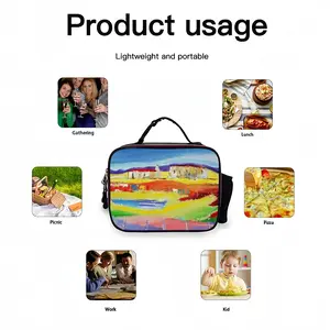 Rural Cottages Portable Leather Lunch Bag