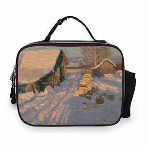 Winter Evening Shadows Portable Leather Lunch Bag