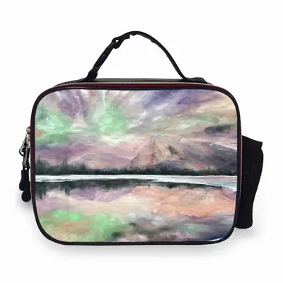 Aurora Borealis Portable Leather Lunch Bag