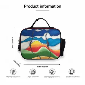 Lines Portable Leather Lunch Bag