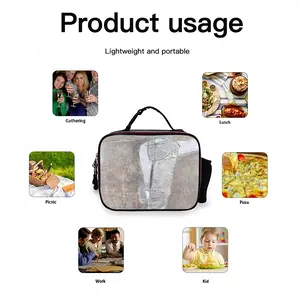 White Shape Portable Leather Lunch Bag