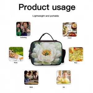 White Peony Portable Leather Lunch Bag