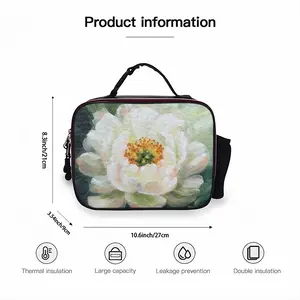 White Peony Portable Leather Lunch Bag