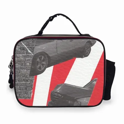 Accident Collage Portable Leather Lunch Bag