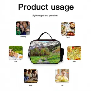 Impressionist Snow Mountains Portable Leather Lunch Bag