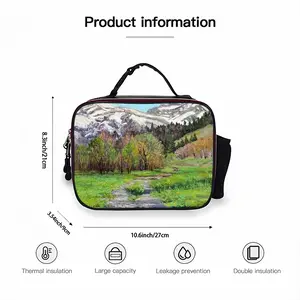 Impressionist Snow Mountains Portable Leather Lunch Bag