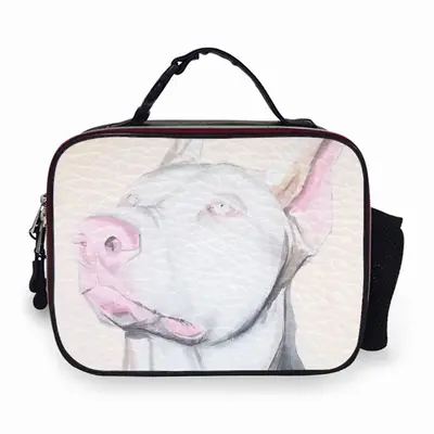 White Doberman Portable Leather Lunch Bag