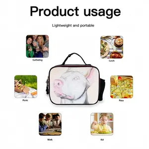 White Doberman Portable Leather Lunch Bag