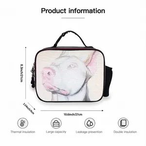 White Doberman Portable Leather Lunch Bag