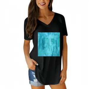 Women The Sea V-neck Short Sleeve T-Shirt (Long)