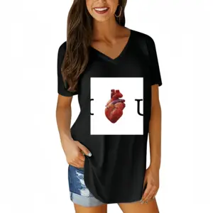 Women I Love You V-neck Short Sleeve T-Shirt (Long)