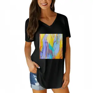 Women Acquired Wisdom V-neck Short Sleeve T-Shirt (Long)