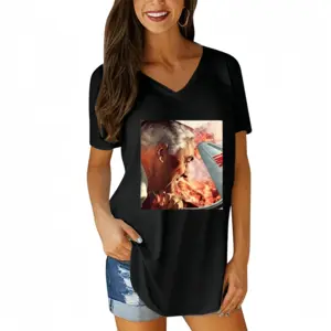 Women I Dont Want To Set The World On Fire (But Ill Watch It Burn) V-neck Short Sleeve T-Shirt (Long)