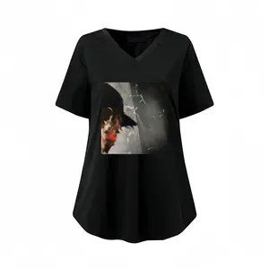 Women -P- V-neck Short Sleeve T-Shirt (Long)