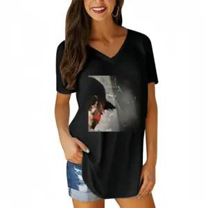 Women -P- V-neck Short Sleeve T-Shirt (Long)