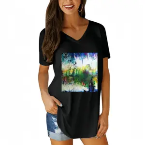 Women The Forest V-neck Short Sleeve T-Shirt (Long)