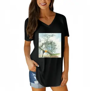 Women The Sacred Branch V-neck Short Sleeve T-Shirt (Long)