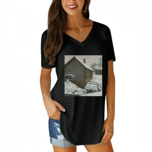 Women Old Mill V-neck Short Sleeve T-Shirt (Long)