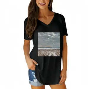 Women Winter Field V-neck Short Sleeve T-Shirt (Long)