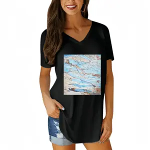 Women Stream V-neck Short Sleeve T-Shirt (Long)