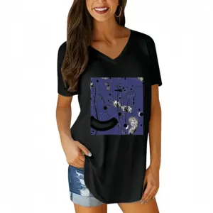 Women Space 1 V-neck Short Sleeve T-Shirt (Long)