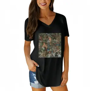 Women #60-2021 V-neck Short Sleeve T-Shirt (Long)