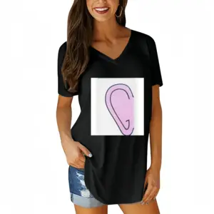 Women At Last A Picture I Can Talk To V-neck Short Sleeve T-Shirt (Long)