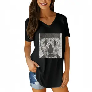 Women Party Time V-neck Short Sleeve T-Shirt (Long)