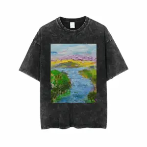 Men River Short Sleeve T-Shirt (Denim Fabric)