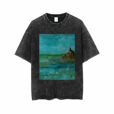 Men St Michaels Mount France Short Sleeve T-Shirt (Denim Fabric)