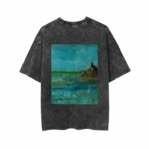 Men St Michaels Mount France Short Sleeve T-Shirt (Denim Fabric)